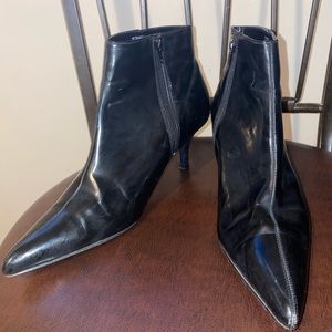 High Heeled Leather Ankle Booties